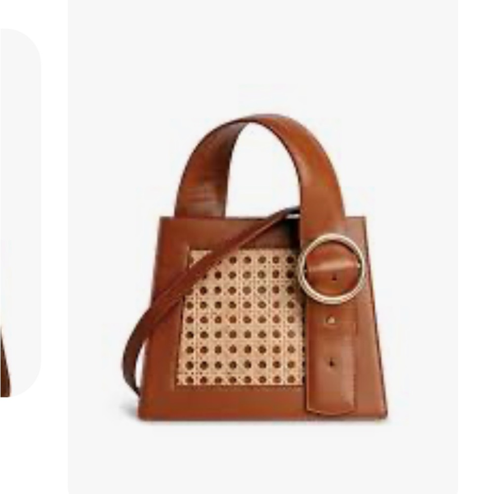 Parisa Wang Brown Woven Accent Handbag - Picture 3 of 7